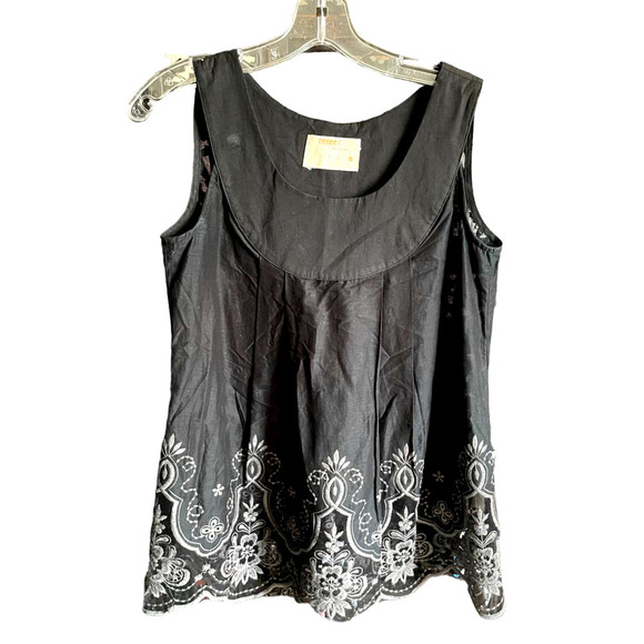 Renee C Womens Sleeveless Floral Embroidered Tank Top Size S Black - Picture 1 of 6